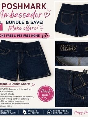 Rock & Republic Dark Indigo Stretch Denim Shorts